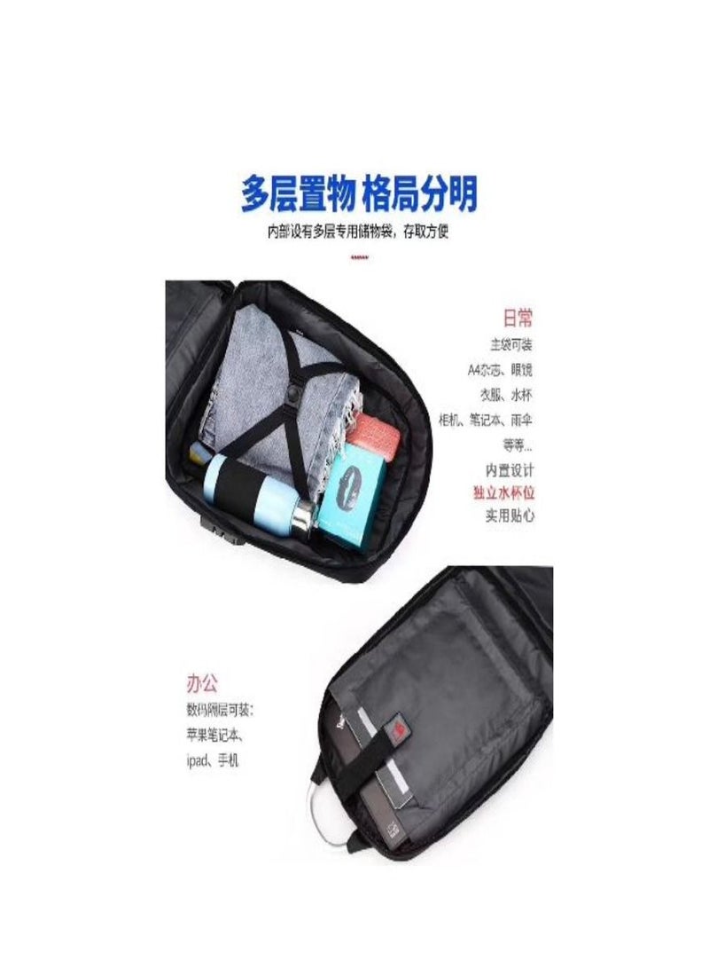 Leather Face Bag Anti-Theft (with A Lock) Design For Travel & Trip Bag + USB PORT  - Image 2