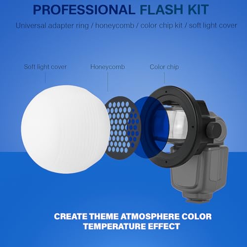 HIFFIN D25 Professional Flash Accessories Kit Universally Compatible | Flash Diffuser | Bounce | Grid| Gel | Grip & Sphere (3 in 1 Mount Adapter) - Image 2