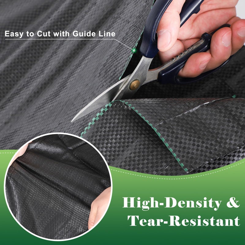 FEED GARDEN 4FT x 100FT Landscape Fabric Weed Barrier Fabric, Heavy Duty 3.2oz Ground Cover Geotextile Fabric for Gardening, with 30 U-Shaped Stakes (2 Pack 4x50FT) - Image 4