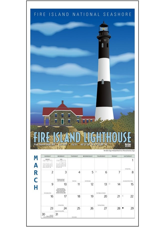 Ziga Media Atlantic Coast Lighthouse Posters Mini Wall Calendar 2025, 7" X 7"  - Image 2