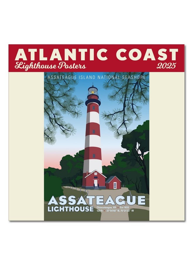 Ziga Media Atlantic Coast Lighthouse Posters Mini Wall Calendar 2025, 7" X 7"  - Image 1