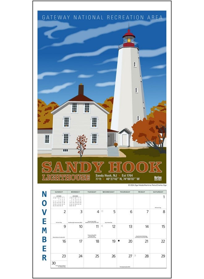 Ziga Media Atlantic Coast Lighthouse Posters Mini Wall Calendar 2025, 7" X 7"  - Image 3
