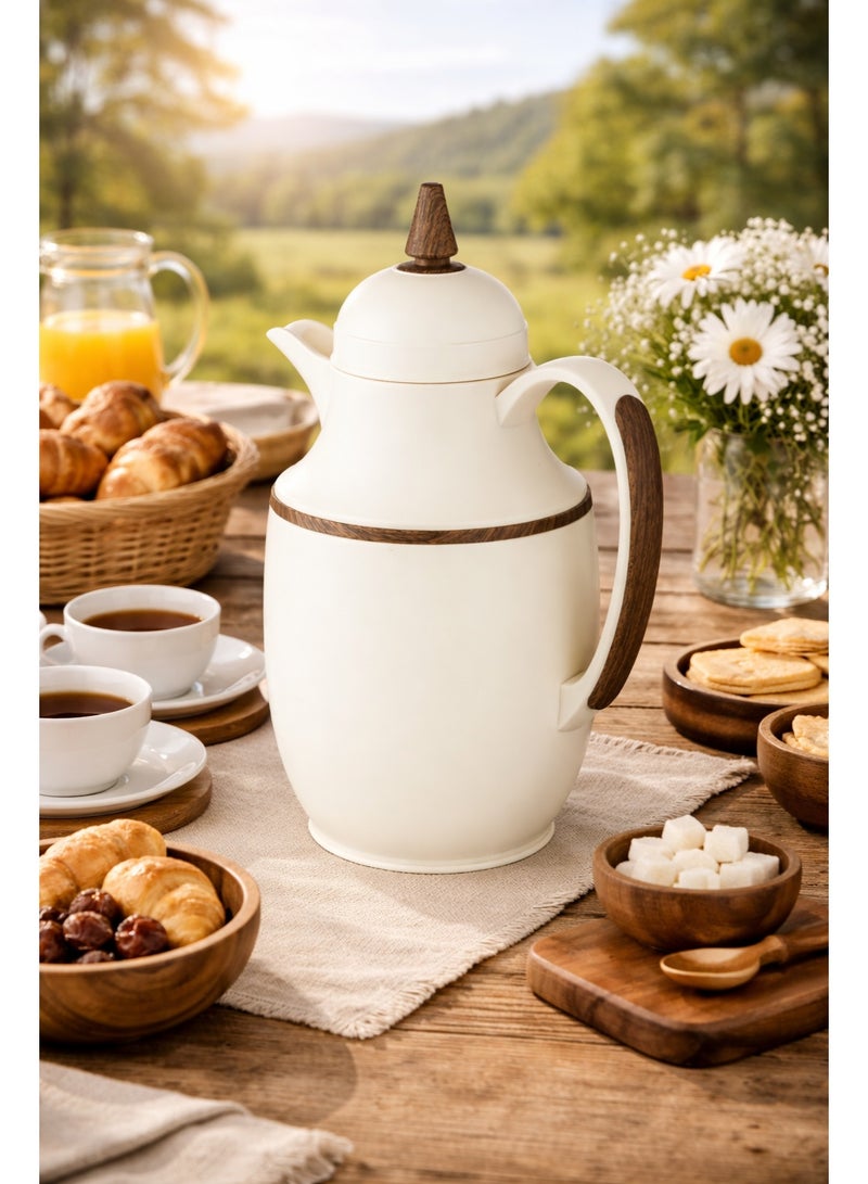 Host ✨ HOST Luxury Hospitality Thermos, 1 Liter Capacity – Elegant Ivory Design with Wooden Accents, Keeps Drinks Hot or Cold ☕🌿 - Image 1