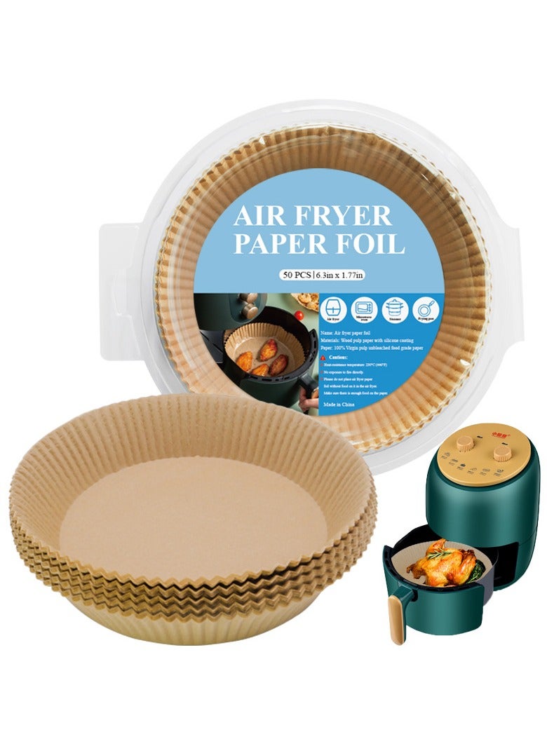 100 PCS Air Fryer Disposable Paper Liners, Non-Stick Parchment Paper for Air Fryer Liners Baking Paper, 6.3inch/16cm Brown (Round)  - Image 3