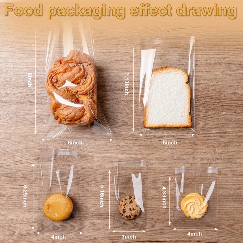 Aegero Clear Self Sealing Cellophane Bags, 200 Pcs 4x6 Inches Cookie Bags Resealable Cellophane Bag for Gift Wrapping,Packaging Cookies,Candies,Dessert,Bakery,Party Favors - Image 4