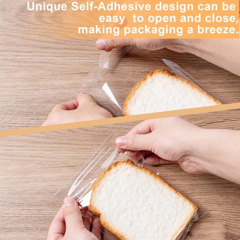 Aegero Clear Self Sealing Cellophane Bags, 200 Pcs 4x6 Inches Cookie Bags Resealable Cellophane Bag for Gift Wrapping,Packaging Cookies,Candies,Dessert,Bakery,Party Favors - Image 3