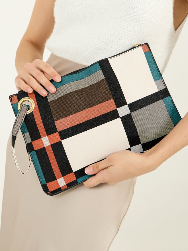 Styli Styli Multi Striped Clutch with Zip Closure - Image 3