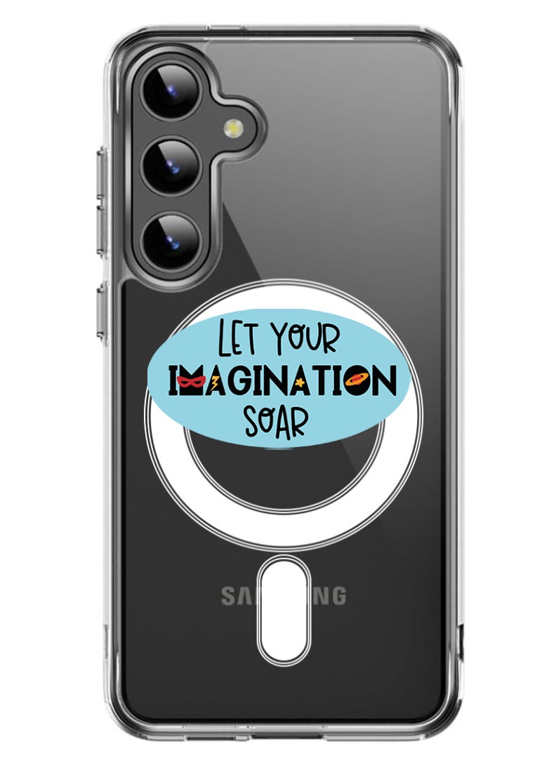 Theodor Magnetic Case for Samsung Galaxy S24 6.2-inch Compatible with MagSafe Wireless Charging, Shockproof Phone Bumper Cover let your imagination sour copy - Image 1