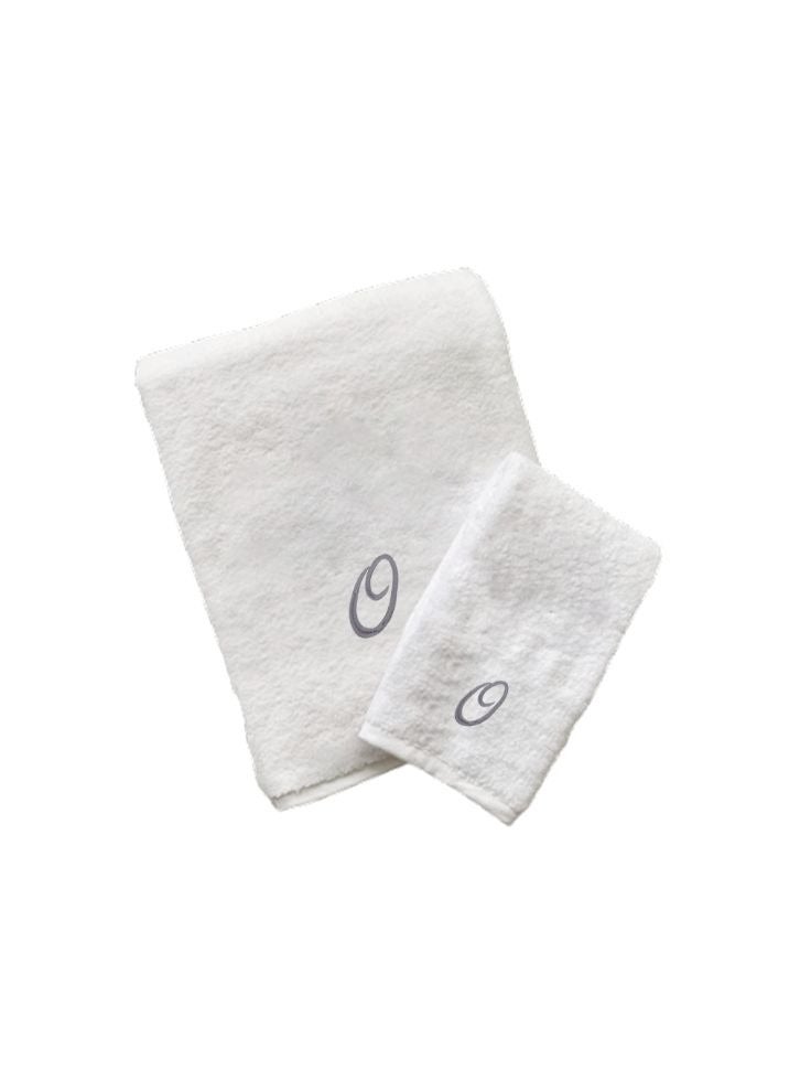 BYFT Embroidered For You (White) Luxury Monogrammed Towels (Set of 1 Hand & 1 Bath Towel 50x80,70x140 Cm) 100% Cotton, Quick dry Bath Linen -600 Gsm (Silver Letter O) - Image 2