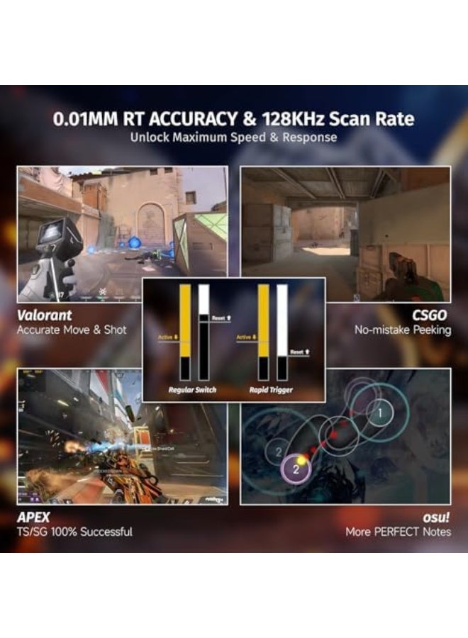 X68 HE 8000Hz Rapid Trigger Keyboard, 0.01mm RT Accuracy Wired Gaming Keyboard with Magnetic Switch, Adjustable Actuation, Rapid Trigger, Snap Tap, RGB Lighting for PC/Mac, Moonlit Night - Image 5