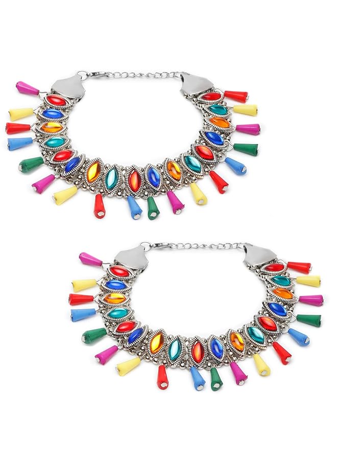 YouBella Jewelery German Silver Plated Stylish Handmade Anklets For Girls And Women Style 1 - Image 1