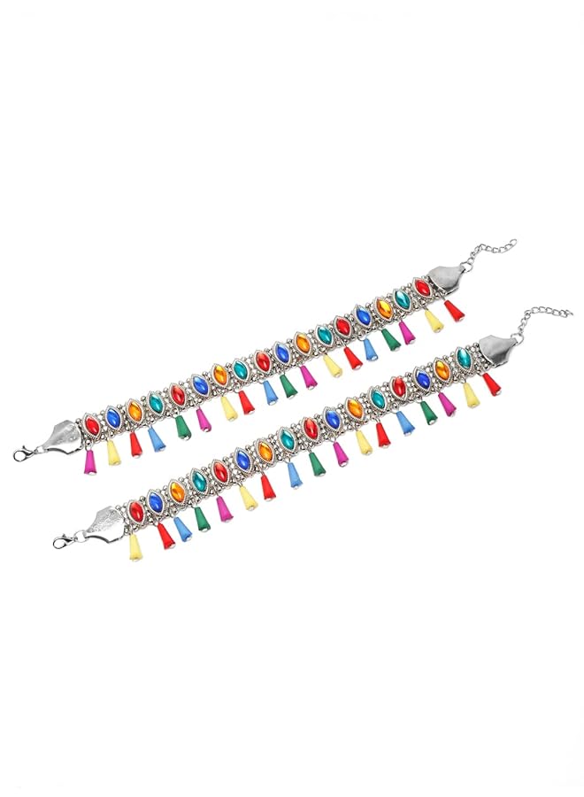 YouBella Jewelery German Silver Plated Stylish Handmade Anklets For Girls And Women Style 1 - Image 4