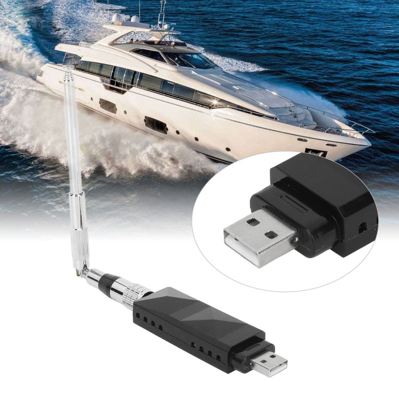 مستقبل AIS ثنائي القناة بمخرج USB مع هوائي من الفولاذ المقاوم للصدأ قابل للطي المحمول للقوارب والشحنات البحرية - Image 1