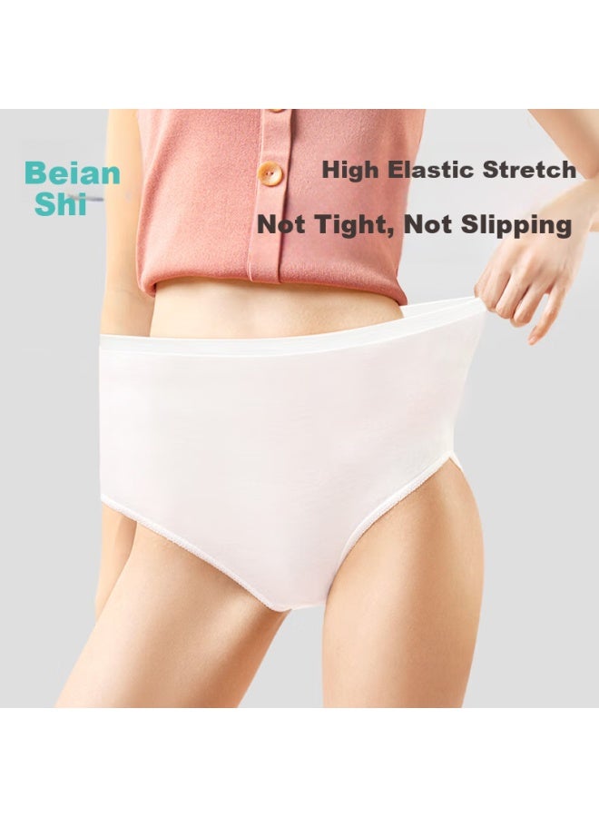 Briars Disposable Cotton High Waist Women's Underwear For Travel, Sterile For Maternity And Postpartum, No Washing, Non-shedding, White, XL Size, Pack Of 4 - Image 3