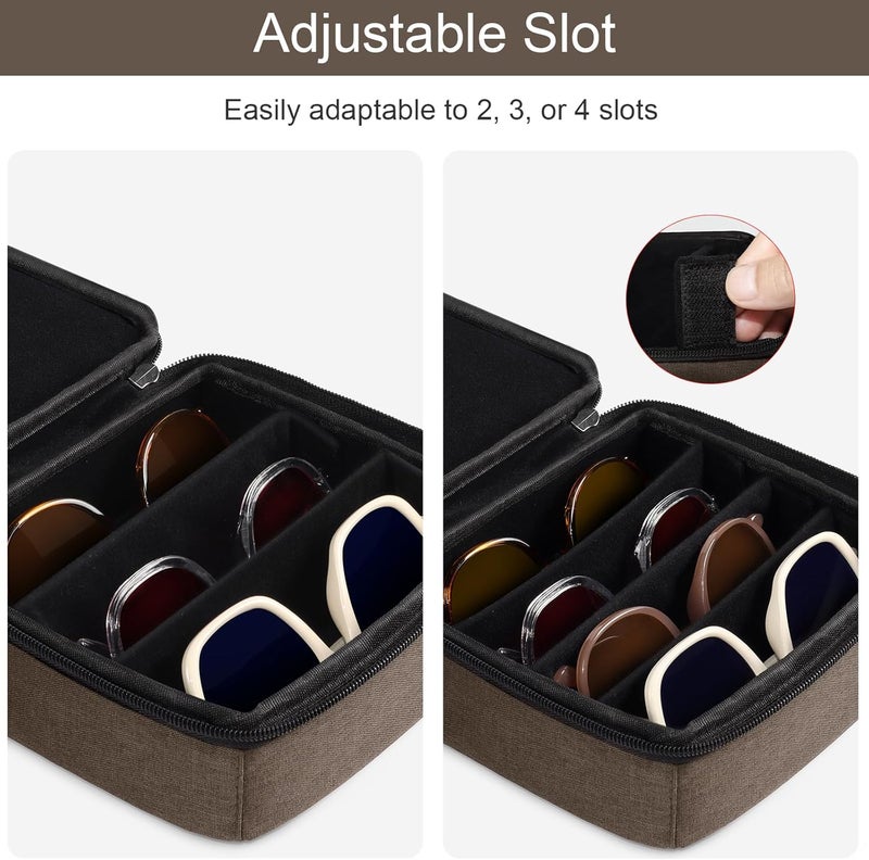 Bukere Travel Sunglasses Organizer Case, Adjustable Slot For Multiple Pairs, Portable Eyeglasses Storage Box for Men Women - Image 2