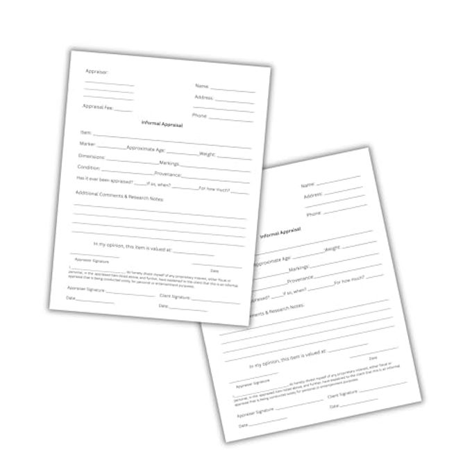 Lashicorn Antique Appraisal Form 50Pk 8.5X11 For Provenance Opinion Of Value Worth Dealer Collectible Assessment Sheet Historical Vintage Treasure Identification - Image 1