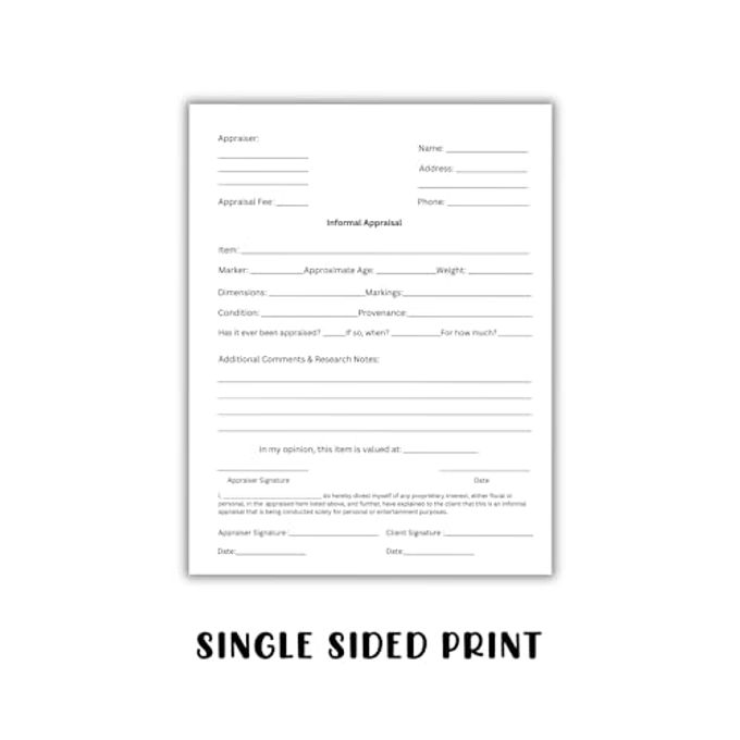 Lashicorn Antique Appraisal Form 50Pk 8.5X11 For Provenance Opinion Of Value Worth Dealer Collectible Assessment Sheet Historical Vintage Treasure Identification - Image 3