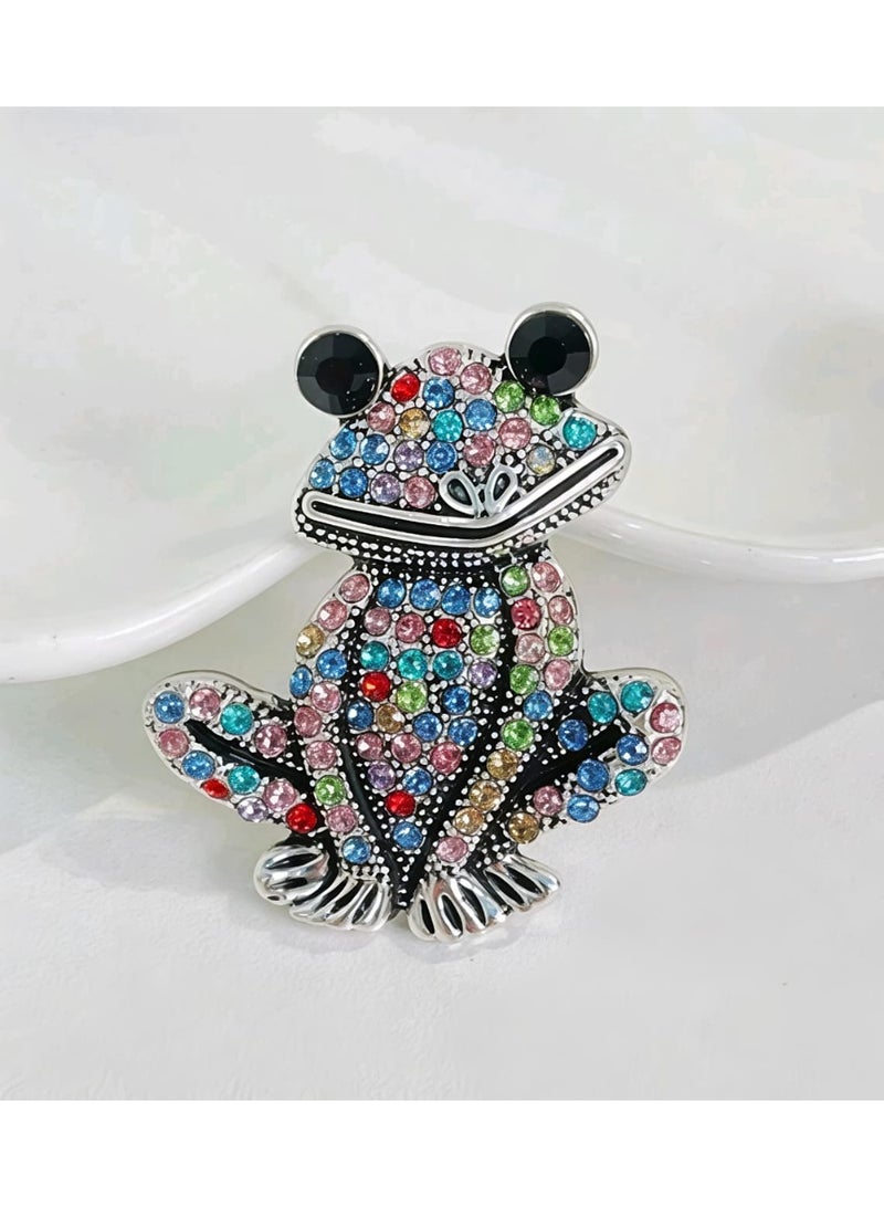 Shein 1 Piece Of Creative And Personalized Rhinestone Frog Brooch - Image 1