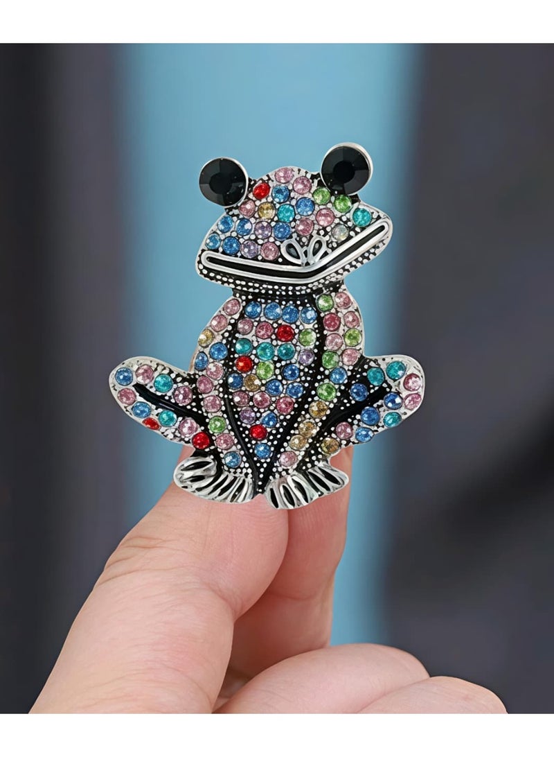 Shein 1 Piece Of Creative And Personalized Rhinestone Frog Brooch - Image 2