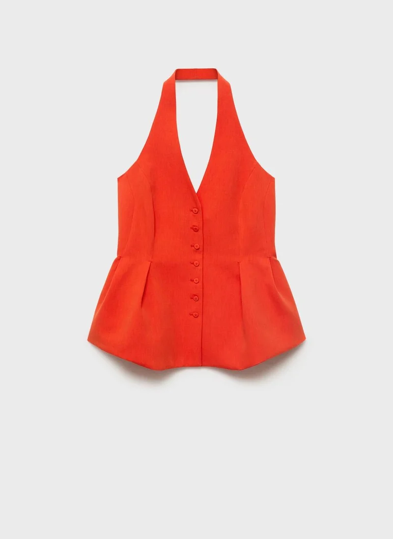 مانجو Halter-neck peplum waistcoat