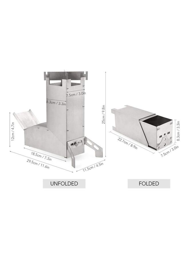 NIBEMINENT Outdoor Collapsible Wood Burning Stainless Steel Rocket Stove 29.5 x 25 11.5cm  - Image 2