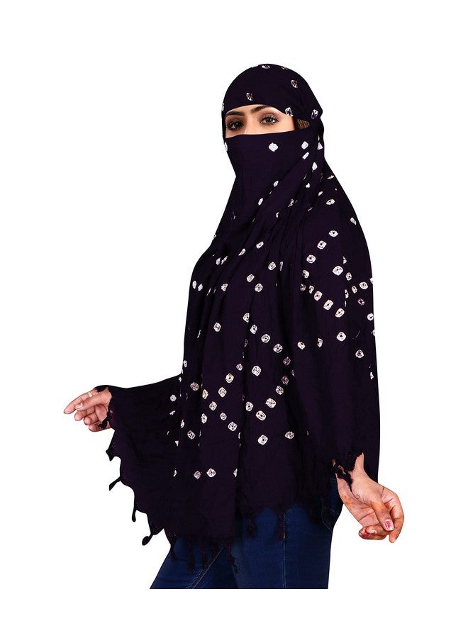 RIVANIV RIVANIV® Cotton Long Scarf Cum Mask scarves Usable for vehicle Driver, Bandhani Printed Design, Universal Size, For Girl & Women, Breathable Sun Protection Light Weight (Navy Blue) - Image 2