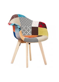 Taimi Set of 2 Upholstered Patch Work Fabric Dining Chair with Armrests | Side Chair | Solid Wood Modern Design Chair, Scandinavian Kitchen Chair Made of Beech Wood  - Image 5