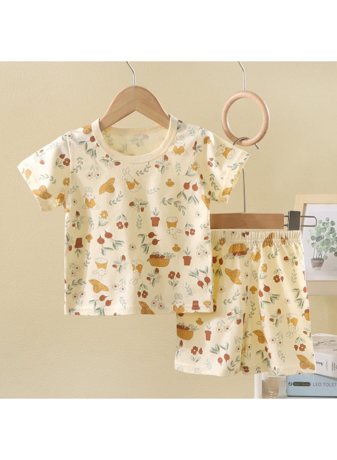 Children's Short-sleeved Suit Summer Pure Cotton Baby Shorts Pajamas Baby Thin Clothes For Boys And Girls Home Clothes Children's Clothing