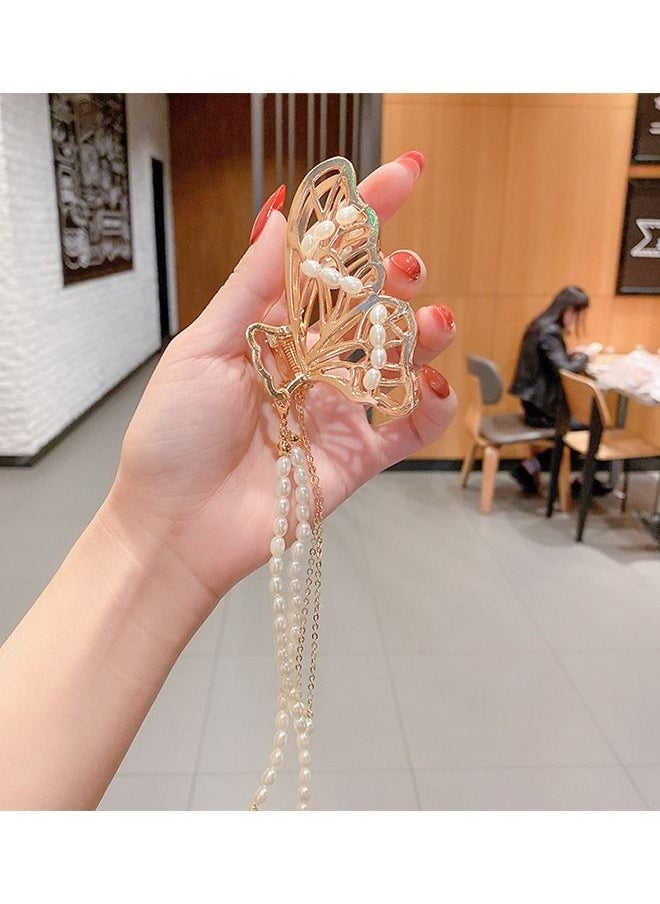 Unique - Butterfly Clips Metal Hair Claw Clip Fashion Nonslip Hair Clamps Tassel Hair Catch Clip,for Styling Thick Hair Thin Hair，for Women and Girls as Gift 1PCS - Image 1