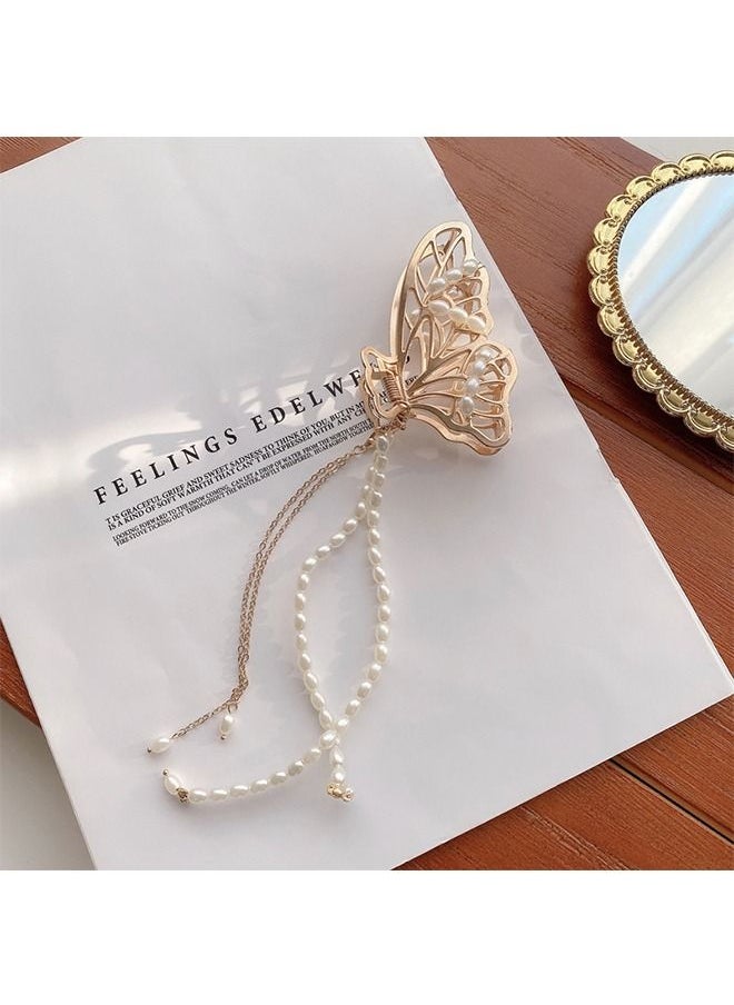 Unique - Butterfly Clips Metal Hair Claw Clip Fashion Nonslip Hair Clamps Tassel Hair Catch Clip,for Styling Thick Hair Thin Hair，for Women and Girls as Gift 1PCS - Image 1