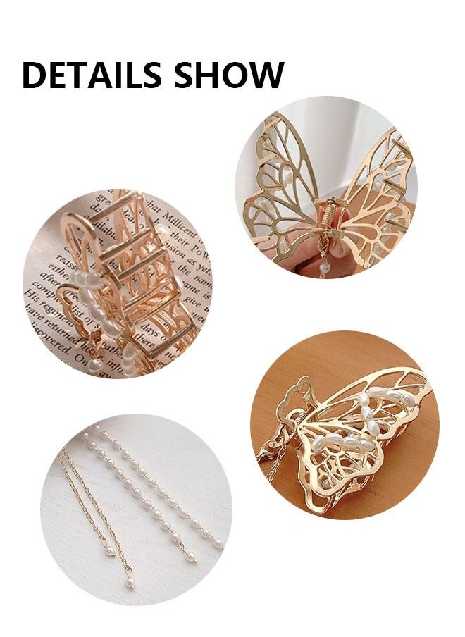 Unique - Butterfly Clips Metal Hair Claw Clip Fashion Nonslip Hair Clamps Tassel Hair Catch Clip,for Styling Thick Hair Thin Hair，for Women and Girls as Gift 1PCS - Image 1