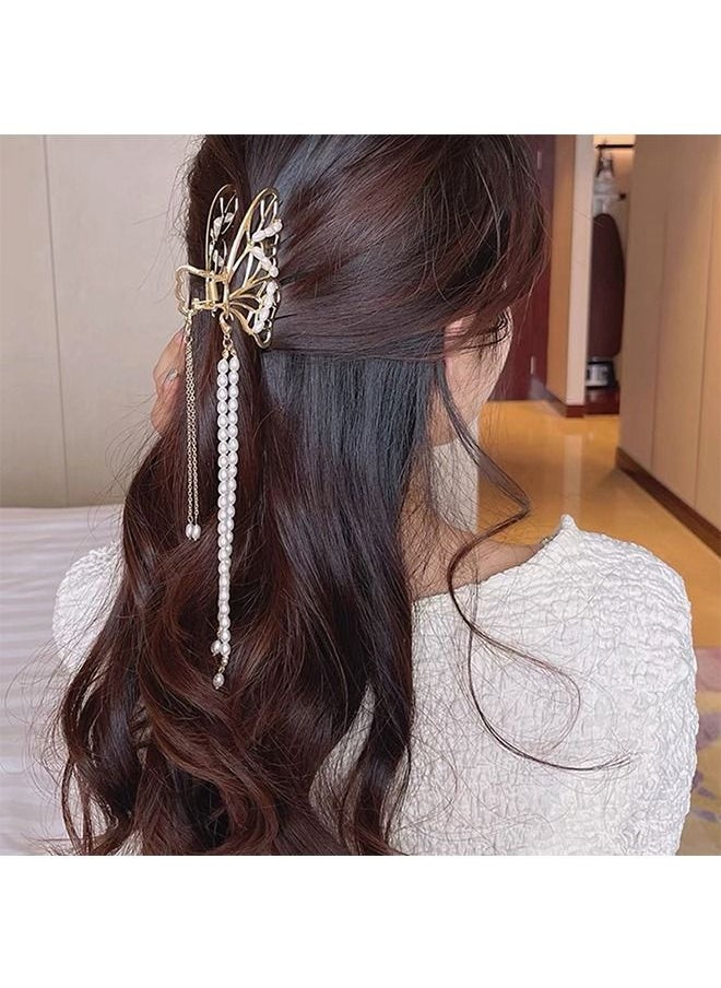 Unique - Butterfly Clips Metal Hair Claw Clip Fashion Nonslip Hair Clamps Tassel Hair Catch Clip,for Styling Thick Hair Thin Hair，for Women and Girls as Gift 1PCS - Image 1