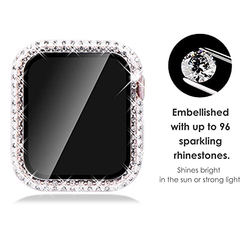 KADES Bling Case for Apple Watch 40mm with Built-in Screen Protector, Sparkling Rhinestone Protective Cover Compatible with Apple Watch Series SE3 SE2 6 5 4 SE (40mm, Clear) - Image 3