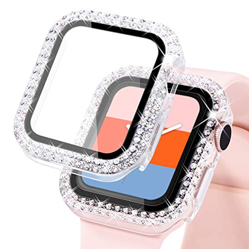 KADES Bling Case for Apple Watch 40mm with Built-in Screen Protector, Sparkling Rhinestone Protective Cover Compatible with Apple Watch Series SE3 SE2 6 5 4 SE (40mm, Clear) - Image 2