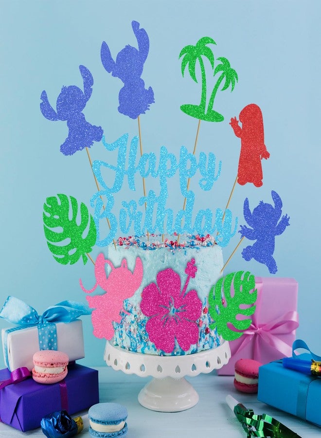 pekeng 10pcs Glitter Cartoon Birthday Decorations Cake Toppers, Cute Cartoon Birthday Party Cake Decorations For Boys Girls Birthday Party Baby Shower Party - Image 3