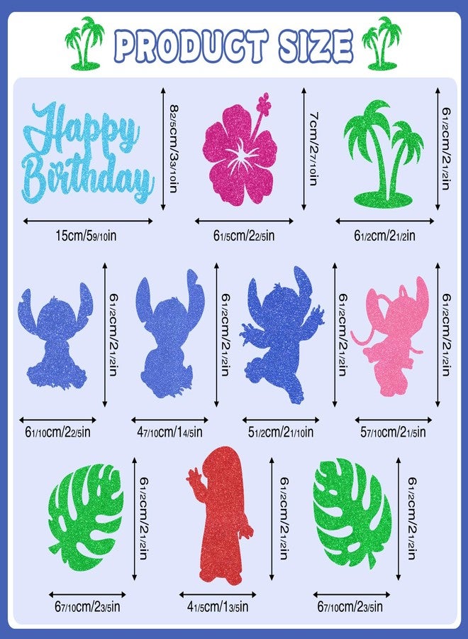 pekeng 10pcs Glitter Cartoon Birthday Decorations Cake Toppers, Cute Cartoon Birthday Party Cake Decorations For Boys Girls Birthday Party Baby Shower Party - Image 4