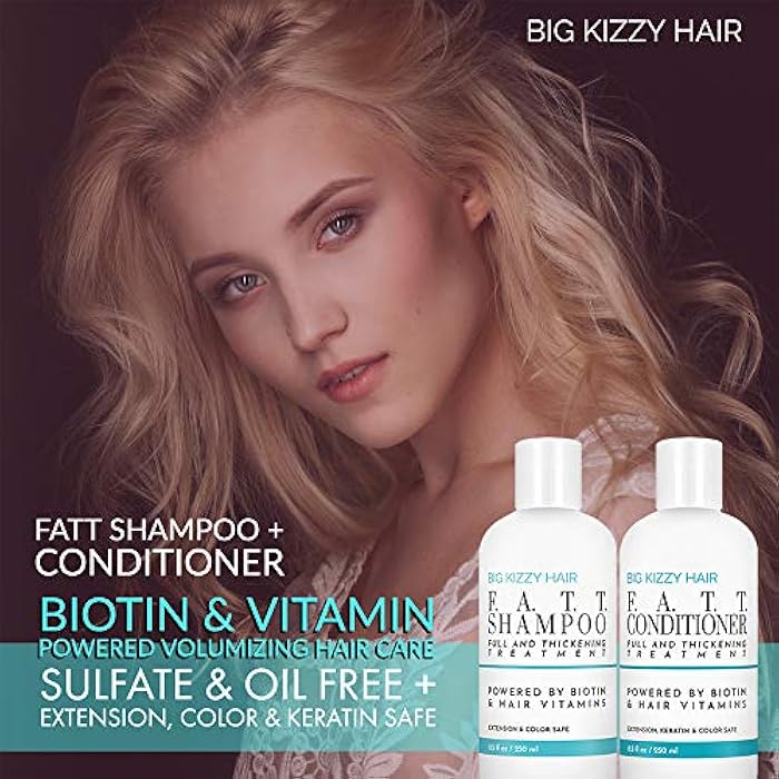 Big Kizzy F.A.T.T. Thickening Biotin Shampoo - Formulated for Extensions + Thin Hair - Sulfate & Paraben Free - Keratin & Color Safe Volumizing Shampoo, 8.5oz - Image 3