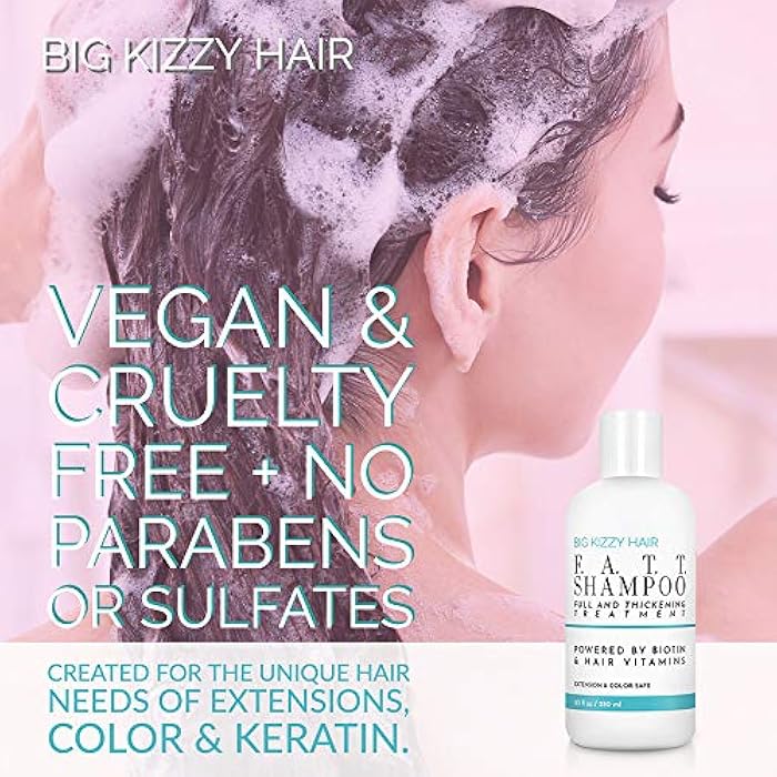 Big Kizzy F.A.T.T. Thickening Biotin Shampoo - Formulated for Extensions + Thin Hair - Sulfate & Paraben Free - Keratin & Color Safe Volumizing Shampoo, 8.5oz - Image 2