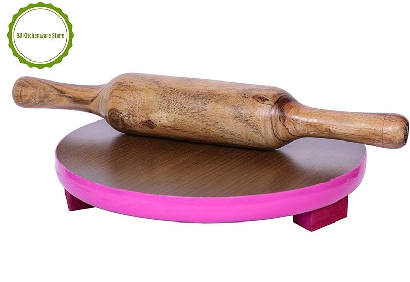 RJ kitchenware Store chakla belan roti maker Combo Pack of 2 PLY Chakla 10 IN Wooden Belan 12 In Size/Rolling Pin/Roti (wooden chakla Belan set) - Image 3