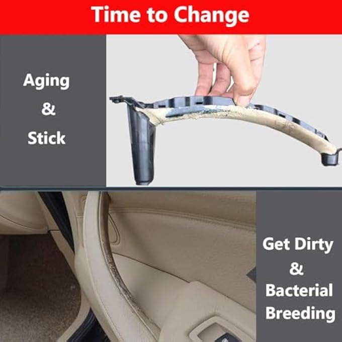 ريحني مقبض سحب الباب متوافق مع بي إم دبليو X5 E70 20082013 متوافق مع بي إم دبليو X6 E71 20082014 بلون بيج أمامي خلفي يساري - Image 4