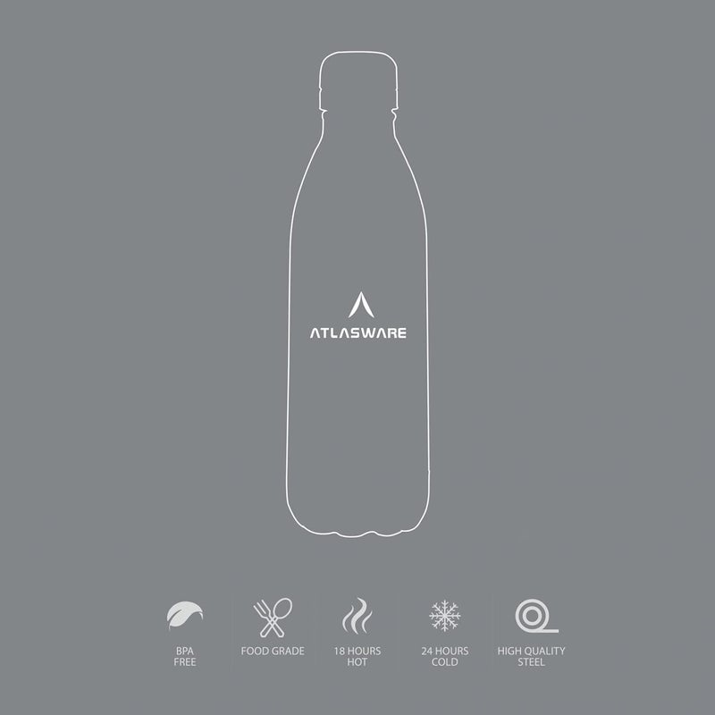 Atlasware Stainless Steel Vacuum Bottle, 1750 ml - Blue - Image 5