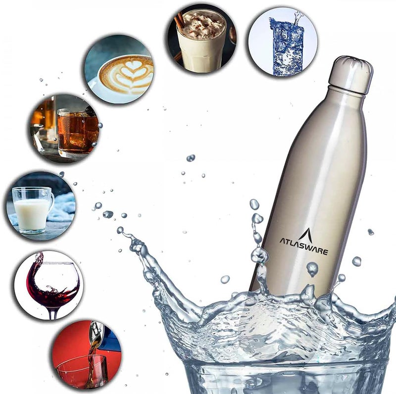 Atlasware Stainless Steel Vacuum Bottle, 1750 ml - Blue - Image 4