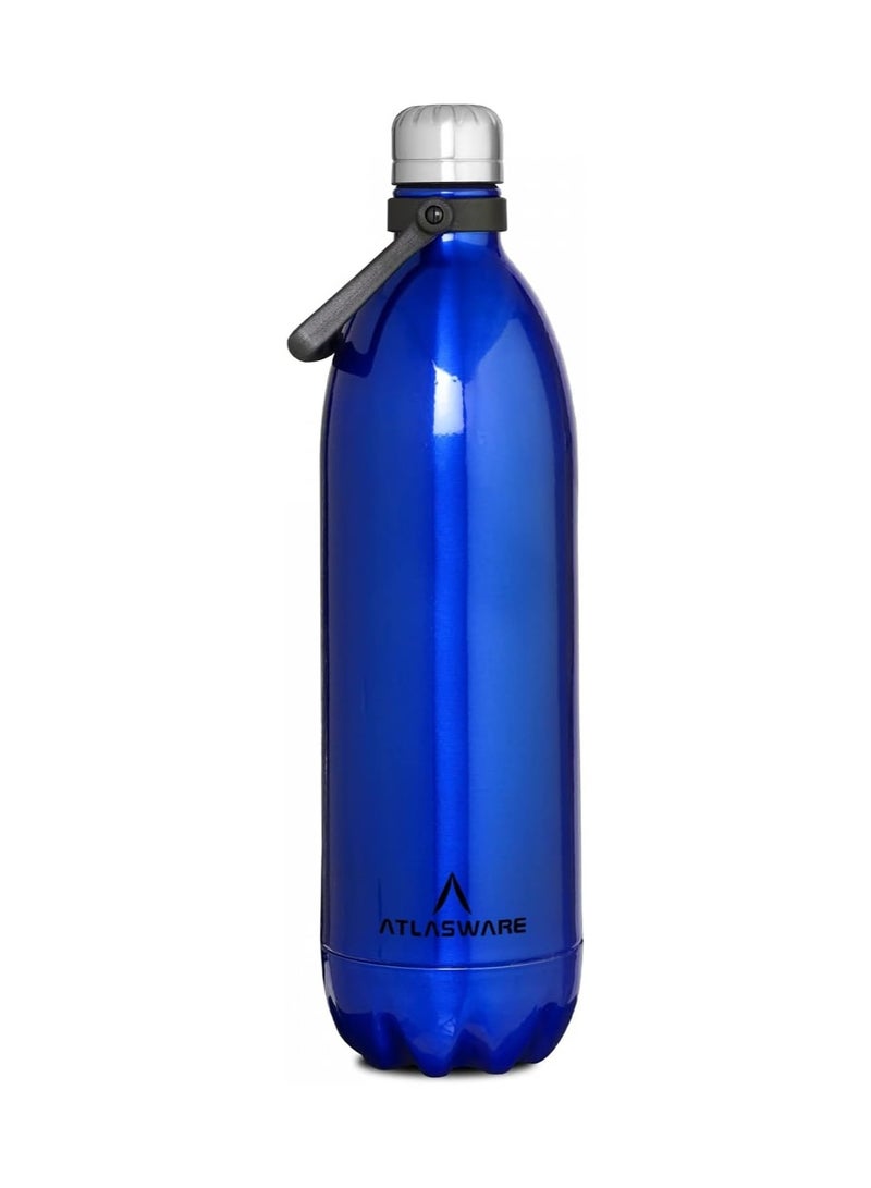 Atlasware Stainless Steel Vacuum Bottle, 1750 ml - Blue - Image 1