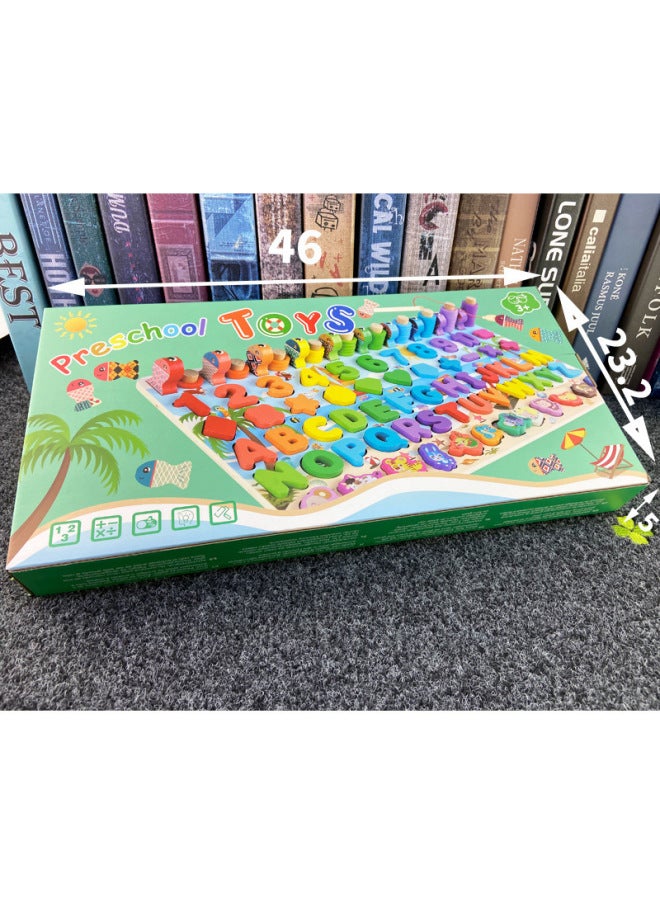 ألعاب الأطفال الأكثر مبيعًا لبنات البناء الرقمية المجمعة للتعليم المبكر التعليمية للأولاد والبنات لوحة لوغاريتمية لصيد الأسماك للأطفال - اللون: صندوق ألوان إنجليزي كامل كبير - Image 1