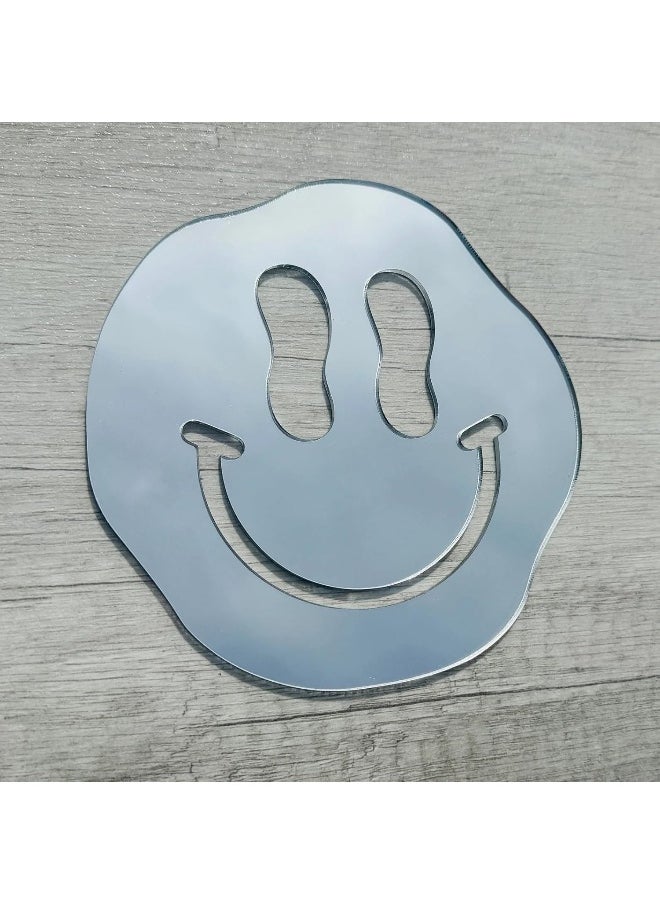 Horoof Home Silver Acrylic Mirror Smile Face Wall Décor  - Image 1