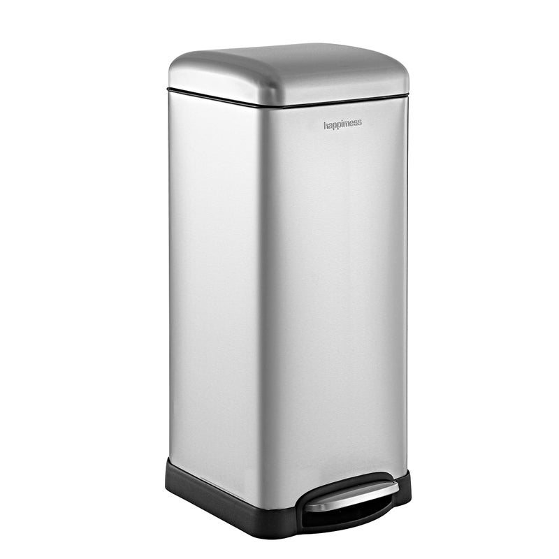 happimess HPM1007D Betty Retro 8Gallon StepOpen Trash Can with SoftClose Lid Fingerprint Resistant Modern Minimalistic for Home Kitchen Laundry Room Office Bedroom Bathroom Chrome