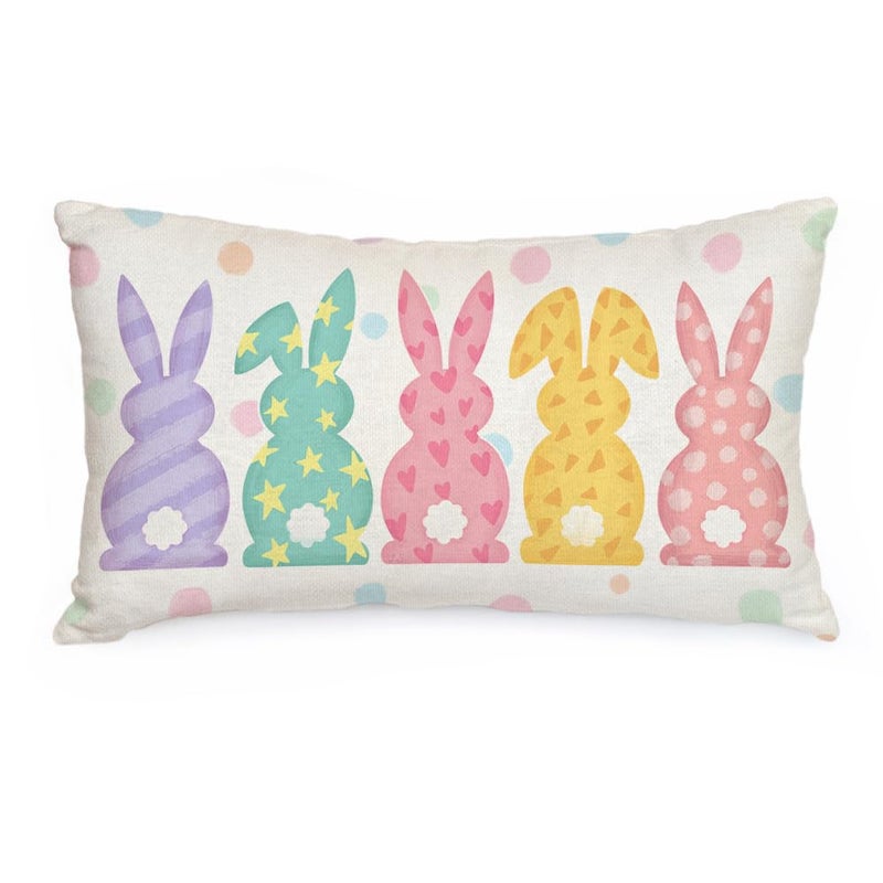 AACORS Easter Pillow Cover 12x20 Inch Watercolor Bunny Decorative Pillow Case Holiday Party Decorations for Home Sofa Couch - Image 1