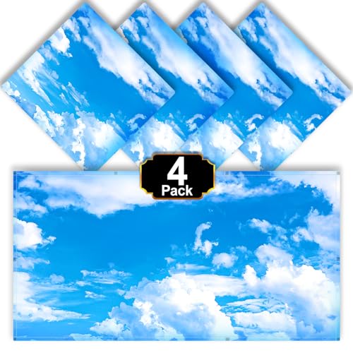 Aheroi 4 Pcs Light Covers, 4 x 2 Feet Magnetic Light Covers for Fluorescent Light Shade Drop Ceiling Light Filters Classroom Decorative Light Covers for Room School Office(Cloud Blue Sky) - Image 1