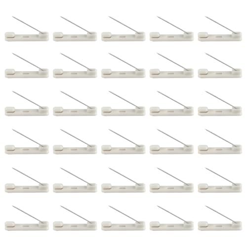 CHTUGEM 30 Pcs Safety Pins with Sticky Strips, 1.46 Inch Safety Badge Pins for Name Tags, ID Cards, and DIY Crafts - Image 1
