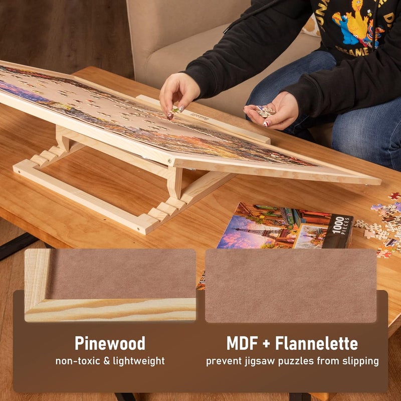 Becko US Puzzle Board & Bracket Set/Wooden Puzzle Board Kit/Jigsaw Puzzle Plateau - With Puzzle Board for Up To 1000 Pieces (1500 Pieces) - Image 5